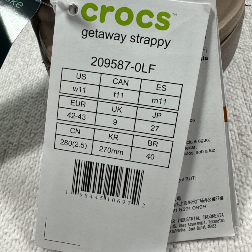 Crocs Getaway Strappy Slide Sandals Women's Sz#11 Truffle Brown Comfort Slip On - Picture 7 of 9